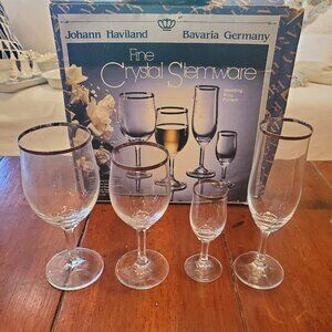 Johann Haviland Crystal Stemware set (4 pieces) Wedding Ring pattern